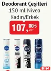 NİVEA DEODORANT ÇEŞİTLERİ KADIN/ERKEK 150 ML